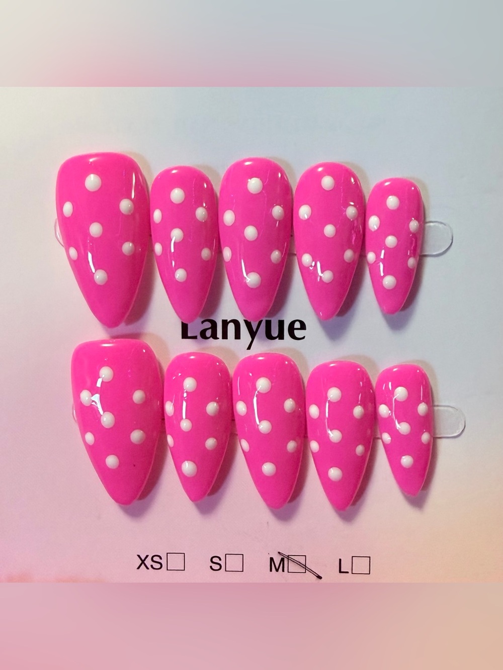 Women's Pink Polka Dot Press-On Nails